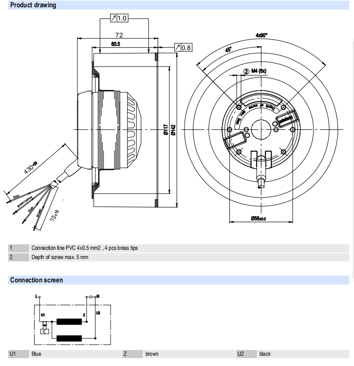 Центробежный вентилятор переменного тока -R2E140-BR64-23(1)
