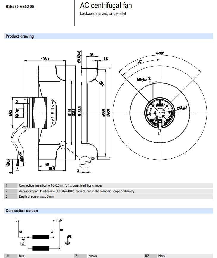 AC centrifugal fan- R2E280-AE52-05(1)